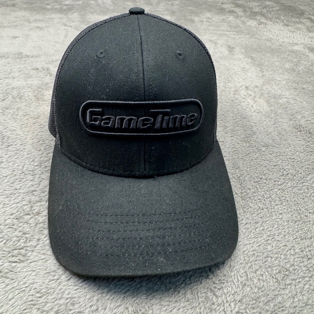 GameTime Trucker Hat Men OSFM Black Excellent Mesh Back Snapback Logo Cap - Picture 2 of 10